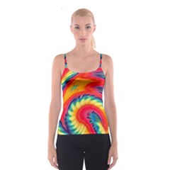 Colorful Dark Tie Dye Pattern Spaghetti Strap Top by SpinnyChairDesigns