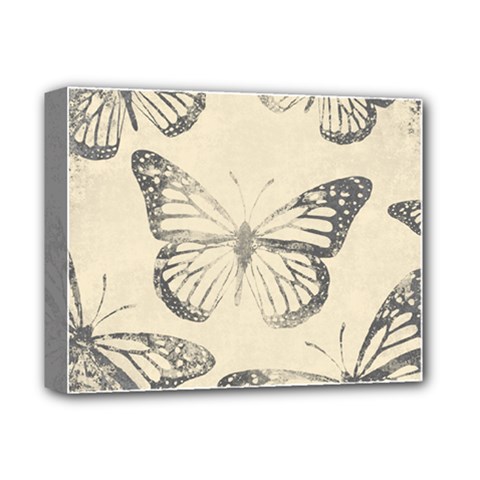 Vintage Ink Stamp On Paper Monarch Butterfly Deluxe Canvas 14  X 11  (stretched) by SpinnyChairDesigns
