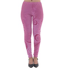 Pink Intricate Swirls Pattern Lightweight Velour Leggings by SpinnyChairDesigns