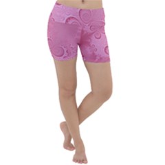 Pink Intricate Swirls Pattern Lightweight Velour Yoga Shorts by SpinnyChairDesigns