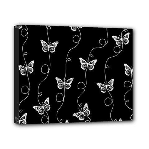 Black And White Butterfly Pattern Canvas 10  X 8  (stretched) by SpinnyChairDesigns