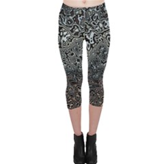 Urban Camouflage Black Grey Brown Capri Leggings  by SpinnyChairDesigns