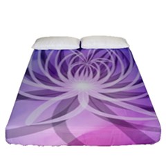 Watercolor Blue Purple Floral Pattern Fitted Sheet (queen Size) by SpinnyChairDesigns
