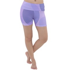 Purple Large Print Polka Dota Lightweight Velour Yoga Shorts by SpinnyChairDesigns