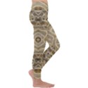 Ecru and Brown Intricate Pattern Kids  Lightweight Velour Leggings View3