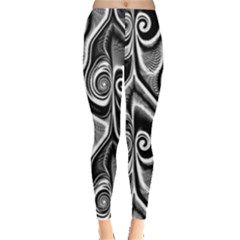 Abstract Black And White Swirls Spirals Leggings  by SpinnyChairDesigns