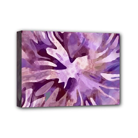 Plum Purple Abstract Floral Pattern Mini Canvas 7  X 5  (stretched) by SpinnyChairDesigns