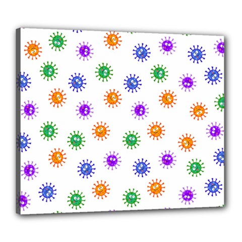 Cartoon Corona Virus Covid 19 Canvas 24  X 20  (stretched) by SpinnyChairDesigns