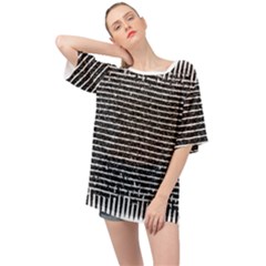 Black And White Abstract Grunge Stripes Oversized Chiffon Top by SpinnyChairDesigns