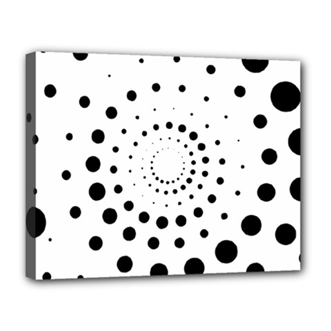 Abstract Black And White Polka Dots Canvas 14  X 11  (stretched) by SpinnyChairDesigns