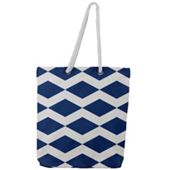 Diamonds Blue Full Print Rope Handle Tote (large) by MooMoosMumma