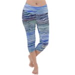 Blue Abstract Stripes Lightweight Velour Capri Yoga Leggings