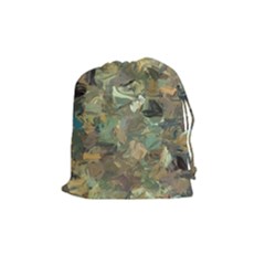 Earth Colors Abstract Art Drawstring Pouch (medium) by SpinnyChairDesigns