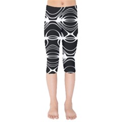 Black And White Clam Shell Pattern Kids  Capri Leggings  by SpinnyChairDesigns
