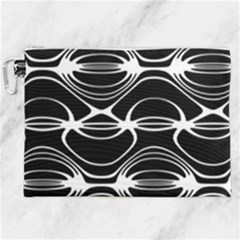 Black And White Clam Shell Pattern Canvas Cosmetic Bag (xxl) by SpinnyChairDesigns
