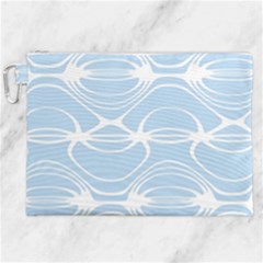 Blue And White Clam Shell Stripes Canvas Cosmetic Bag (xxl) by SpinnyChairDesigns