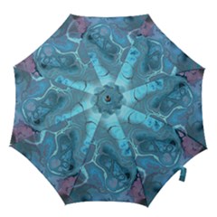Blue Marble Abstract Art Hook Handle Umbrellas (small) by SpinnyChairDesigns