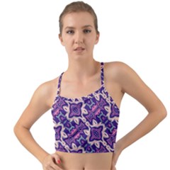 Amethyst And Pink Checkered Stripes Mini Tank Bikini Top by SpinnyChairDesigns