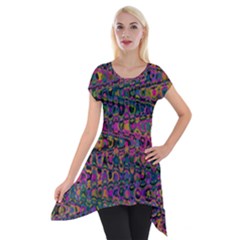 Colorful Bohemian Mosaic Pattern Short Sleeve Side Drop Tunic by SpinnyChairDesigns
