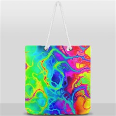 Abstract Art Tie Dye Rainbow Full Print Rope Handle Tote (large) by SpinnyChairDesigns
