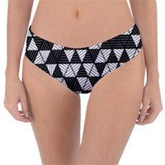 Black And White Triangles Pattern Reversible Classic Bikini Bottoms by SpinnyChairDesigns
