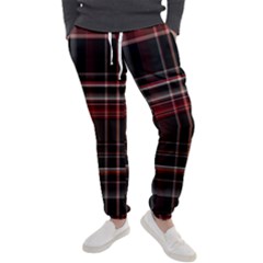 Red Black White Plaid Stripes Men s Jogger Sweatpants by SpinnyChairDesigns