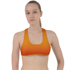 Red Orange Gradient Ombre Colored Criss Cross Racerback Sports Bra by SpinnyChairDesigns