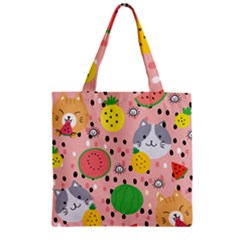 Cats And Fruits  Zipper Grocery Tote Bag by Sobalvarro