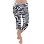 Zebra Print Stripes Lightweight Velour Capri Yoga Leggings