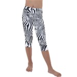 Zebra Print Stripes Kids  Lightweight Velour Capri Leggings 