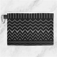 Black And White Minimalist Stripes  Canvas Cosmetic Bag (xl) by SpinnyChairDesigns