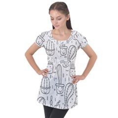 Cactus Puff Sleeve Tunic Top by Sobalvarro