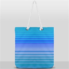 Blue Purple Color Stripes Ombre Full Print Rope Handle Tote (large) by SpinnyChairDesigns
