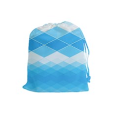 Light Blue And White Color Diamonds Drawstring Pouch (large) by SpinnyChairDesigns