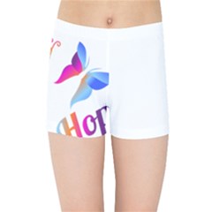 Strength Courage Hope Butterflies Kids  Sports Shorts by CHeartDesigns