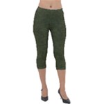 Army Green Texture Lightweight Velour Capri Leggings 