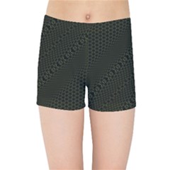 Army Green And Black Netting Kids  Sports Shorts by SpinnyChairDesigns