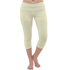 True Cream Color Capri Yoga Leggings by SpinnyChairDesigns