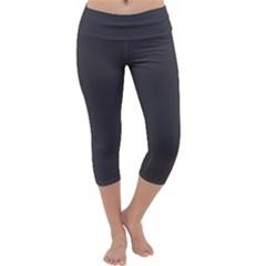 Dark Slate Grey Color Capri Yoga Leggings by SpinnyChairDesigns