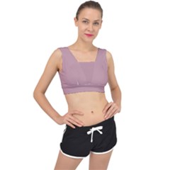 True Mauve Color V-back Sports Bra by SpinnyChairDesigns