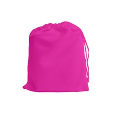 Neon Pink Color Drawstring Pouch (large) by SpinnyChairDesigns
