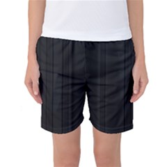 Pitch Black Color Stripes Women s Basketball Shorts by SpinnyChairDesigns