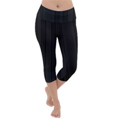 Pitch Black Color Stripes Lightweight Velour Capri Yoga Leggings by SpinnyChairDesigns