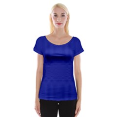 Cobalt Blue Color Stripes Cap Sleeve Top by SpinnyChairDesigns