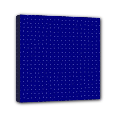 Navy Blue Color Polka Dots Mini Canvas 6  X 6  (stretched) by SpinnyChairDesigns