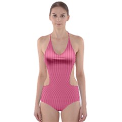 Blush Pink Color Stripes Cut-out One Piece Swimsuit by SpinnyChairDesigns