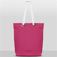 Rose Pink Color Polka Dots Full Print Rope Handle Tote (small) by SpinnyChairDesigns
