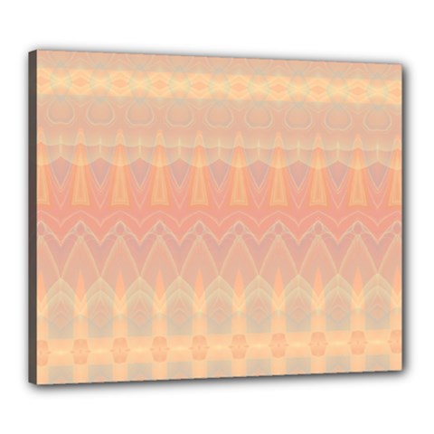 Boho Soft Peach Pattern Canvas 24  X 20  (stretched) by SpinnyChairDesigns