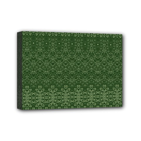 Boho Fern Green Pattern Mini Canvas 7  X 5  (stretched) by SpinnyChairDesigns