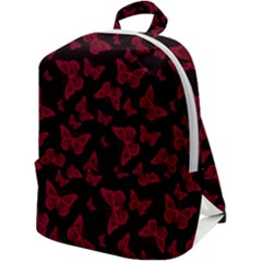 Red And Black Butterflies Zip Up Backpack by SpinnyChairDesigns
